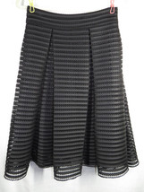 Women&#39;s Size 4 Express Black Pleated Circle Skirt, Mesh/Stripe, Pockets - £31.57 GBP