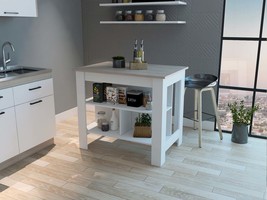 Rockaway White &amp; Grey 3-Shelf Kitchen Island - $270.99
