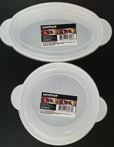 Microwavable Casserole White Plastic Dishes w Lids, 1/Pk, Select Oval or... - $3.99