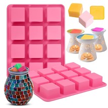 Silicone Wax Melts Mold, 2Pcs 12-Cavities Square Baking Molds Set For Candle-Mak - £14.42 GBP