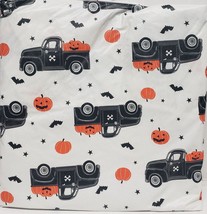 Vinyl Flannel Back Custom Fit Tablecloth,54&quot;x76&quot; Oval, Halloween Pumpkins Truck - £15.81 GBP