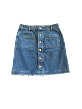 Loft Women’s Denim Medium Wash Short Skirt Button Down Size 0 100% Cotton - £16.16 GBP