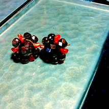 Old Vtg. Red&amp;Blue Screwback Earrings - £14.12 GBP