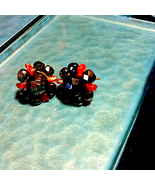 Old Vtg. Red&amp;Blue Screwback Earrings - £14.02 GBP
