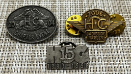 Harley-Davidson HOG Biker Motorcycle &amp; Ladies of Harley Lapel Pins ~ Lot of 3 - £11.17 GBP