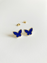 Lapis Lazuli Butterfly Earrings in Gold - £35.18 GBP