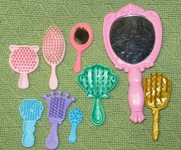 Barbie Doll Brush Mirror Lot Of 9 Assorted Accessories 2&quot; To 6&quot; Plastic Toys - £5.74 GBP