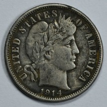 1914 D Barber circulated silver dime XF details - £17.98 GBP