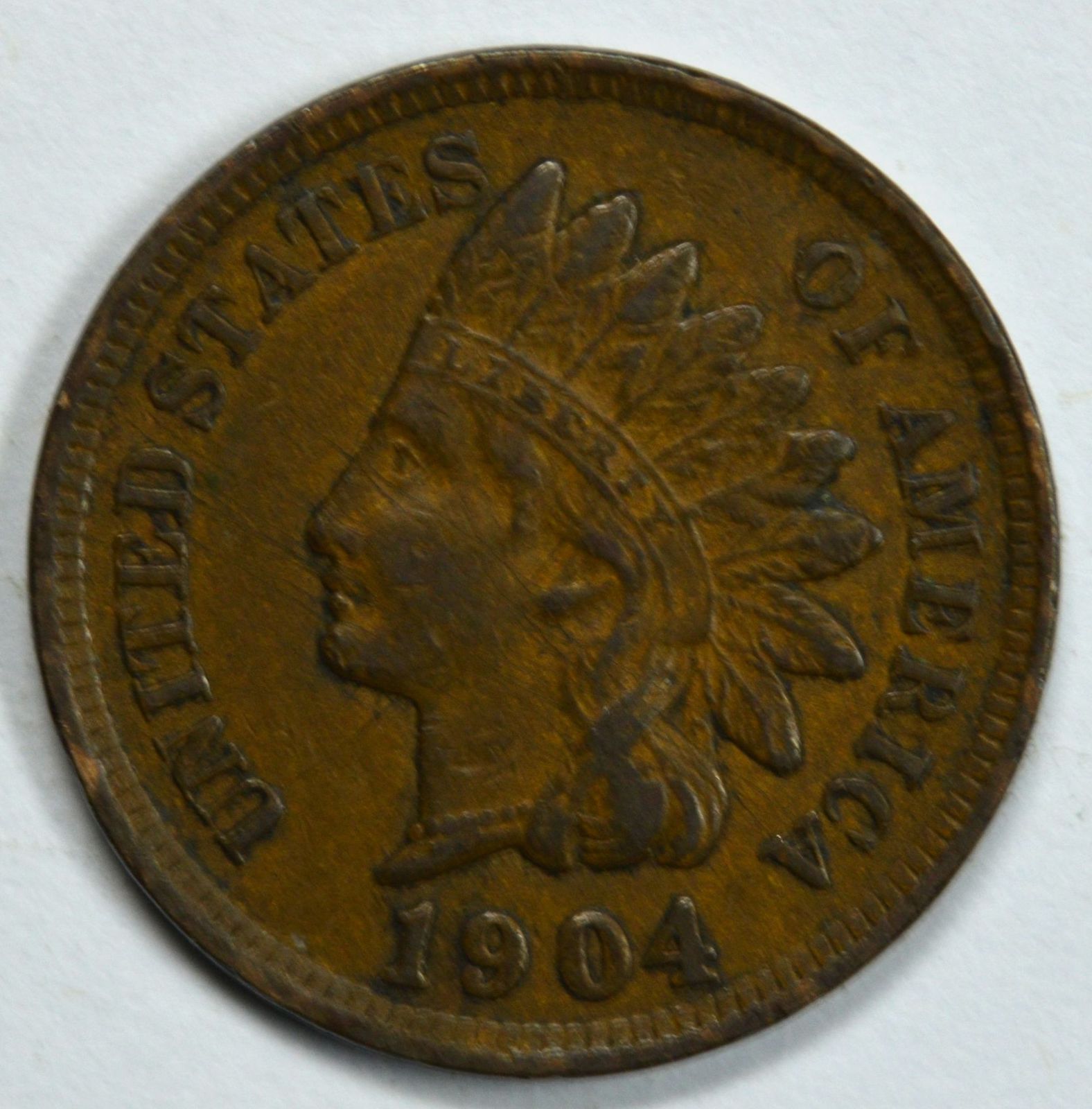Primary image for 1904 Indian Head circulated penny VF/XF Details
