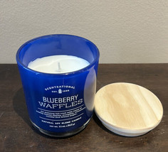 Scentsational Blueberry Waffles Candle Glass Jar 11 Oz Soy Wax Blend Blue Jar - £19.97 GBP