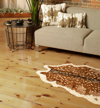 4&#39; X 5&#39; Off White And Brown Faux Cowhide Non Skid Area Rug - $146.49