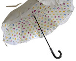 Parasol Umbrella Rain Sun protection White With J Handle and Flower Lined - $23.96