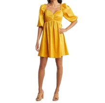 Vici Collection Womens Babydoll Dress Yellow Mini Half Sleeve Puff Pleat... - £31.78 GBP
