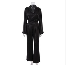 GCAROL Summer Spring Women 2 Pcs Stain Suit Sets Elegant Loose Pleated Shirt  Wa - £114.79 GBP