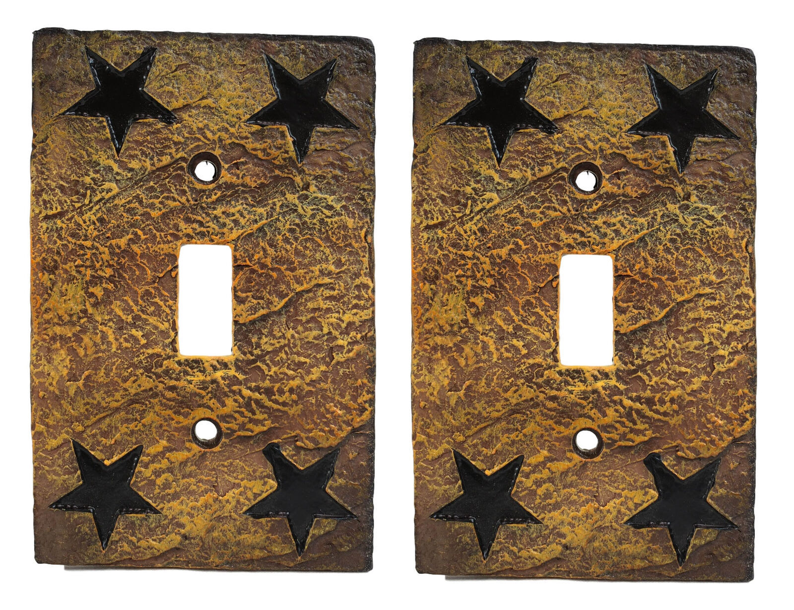 Set of 2 Western Stars Silhouette Textured Wall Single Toggle Switch Plates - $24.99
