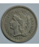 1865 3 cent circulated copper nickel - XF details - £35.84 GBP