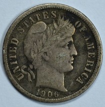 1906 Barber circulated silver dime F details - £9.44 GBP