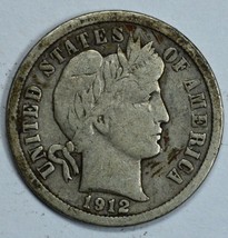 1912 Barber circulated silver dime F details - £9.44 GBP