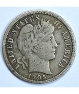 1905 Barber circulated silver dime VF details - £13.55 GBP