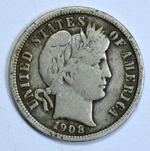 1908 D Barber circulated silver dime VF details - £15.69 GBP