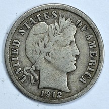1912 D Barber circulated silver dime VF details - £13.75 GBP