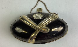 Vintage Black Evening Bag With Gold Trim, Rhinestones And Gold Chain - $371.47 MXN