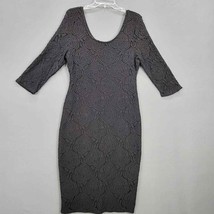 Candies Dress Womens XL Stretch Bodycon Lace Midi Black Scoop Neck 3/4 Sleeves - £8.42 GBP
