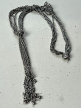 Estate Multistrand Silvertone Twist Chain Tassel Necklace – 19 inches long x 3/8 - £11.86 GBP