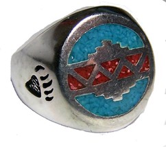 Quality NATIVE RUG DESIGN  BR98R  jewelry RINGS mens womens BIKER SILVER... - $179.12 MXN