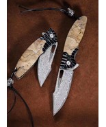Handmade 85 Layer Damascus Pocket Knife Hunting Survival Folding Ball Be... - $1,945.95 MXN