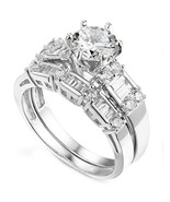 2.75 CT Rundschliff Verlobungsring Ehering Set Echt 14K Weiss Gold Passe... - $1,094.19