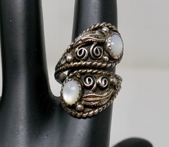 Silver Cloud SC Sterling Silver Mother of Pearl Wrap Ring Size 6 - £51.95 GBP