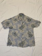 Tommy Bahama Hawaiian Camp Shirt Mens L Blue Floral Guitar Short Sleeve ... - $27.09