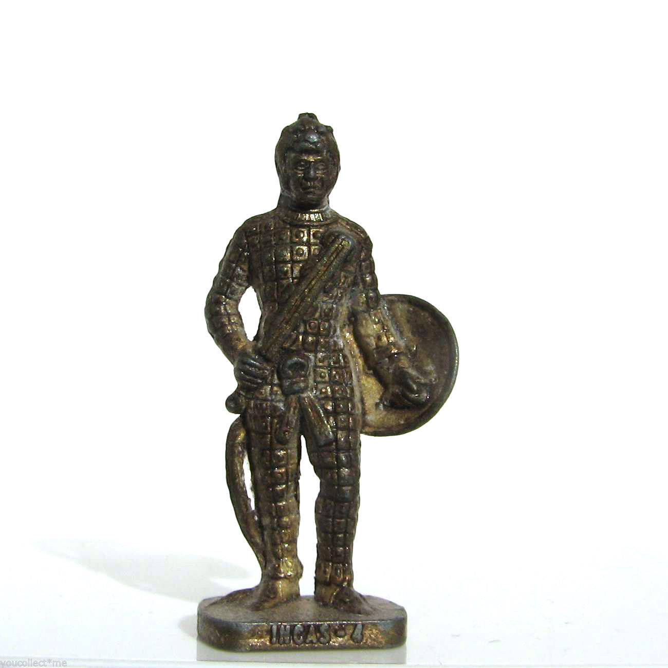 INCAS 4 *2 Kinder Surprise Metal Soldier Figurine Vintage Toy 4 cm Brass Finish - $18.76