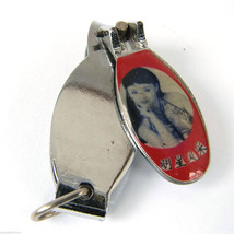 Vintage Nail Clippers Nice Lady &amp; Hierogliphs Red Frame No 903 Sword Hallmarked - £14.96 GBP