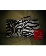 Totes For Her Jewelry Portfolio Travel Case Black White Stripe Zebra New - £15.52 GBP
