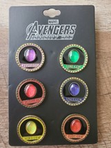 Marvel Comics Avengers Infinity Stones Collectors 6 Lapel Pin Set Bioworld New - £8.52 GBP