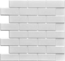 Dundee Deco GRAZTP10025500 Pearl White Faux Brick PVC 3D Wall Panel, 2 ft X 2 ft - £7.79 GBP+