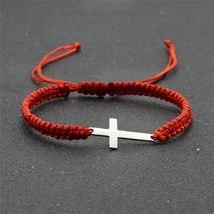 Handmade Cross Braided Protection Bracelet for Women Men Girls Boys Stainless St - £12.73 GBP