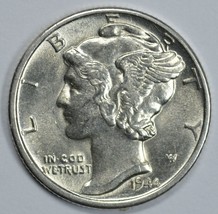 1944 D Mercury silver dime AU details Almost Full Bands - $12.50