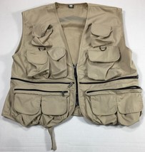 Chi Club  Fishing Vest With Multiple Pockets &amp; Zippers Beige Outdoor Gear - $12.99