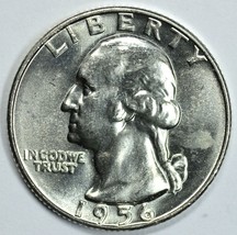 1956 D Washington uncirculated silver quarter BU - £10.99 GBP