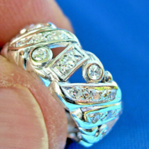 Earth mined Diamond Deco Wedding Band Antique Eternity Anniversary Ring Size 6 - $2,180.25