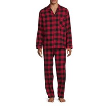 Hanes Men&#39;s Cotton Flannel Pajama Set, 2-Piece Plaid Red Soft Checkered - £17.29 GBP