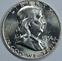 1956 P Franklin uncirculated silver half dollar BU - $26.00