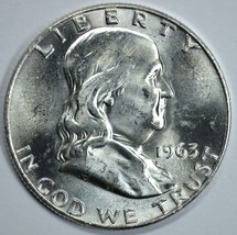 1963 D Franklin uncirculated silver half dollar BU - $20.50