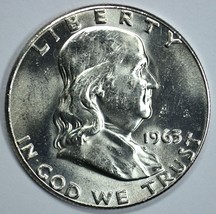 1963 P Franklin uncirculated silver half dollar BU - $20.00