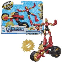 Year 2021 Marvel Avengers Bend &amp; Flex Figure FLEX RIDER IRON MAN with Motorbike - £39.95 GBP