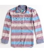 MEN&#39;S GUYS MODERN AMUSEMENT BARN MAROON STRIPE BURNOUT WOVEN FLANNEL NEW... - £29.02 GBP