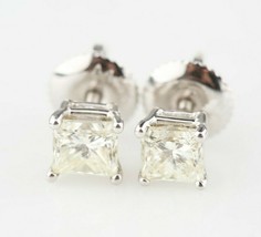 Gorgeous 0.99 Ctw Princess Cut Diamond Stud Earrings in 14k White Gold J... - $64,867.18 MXN